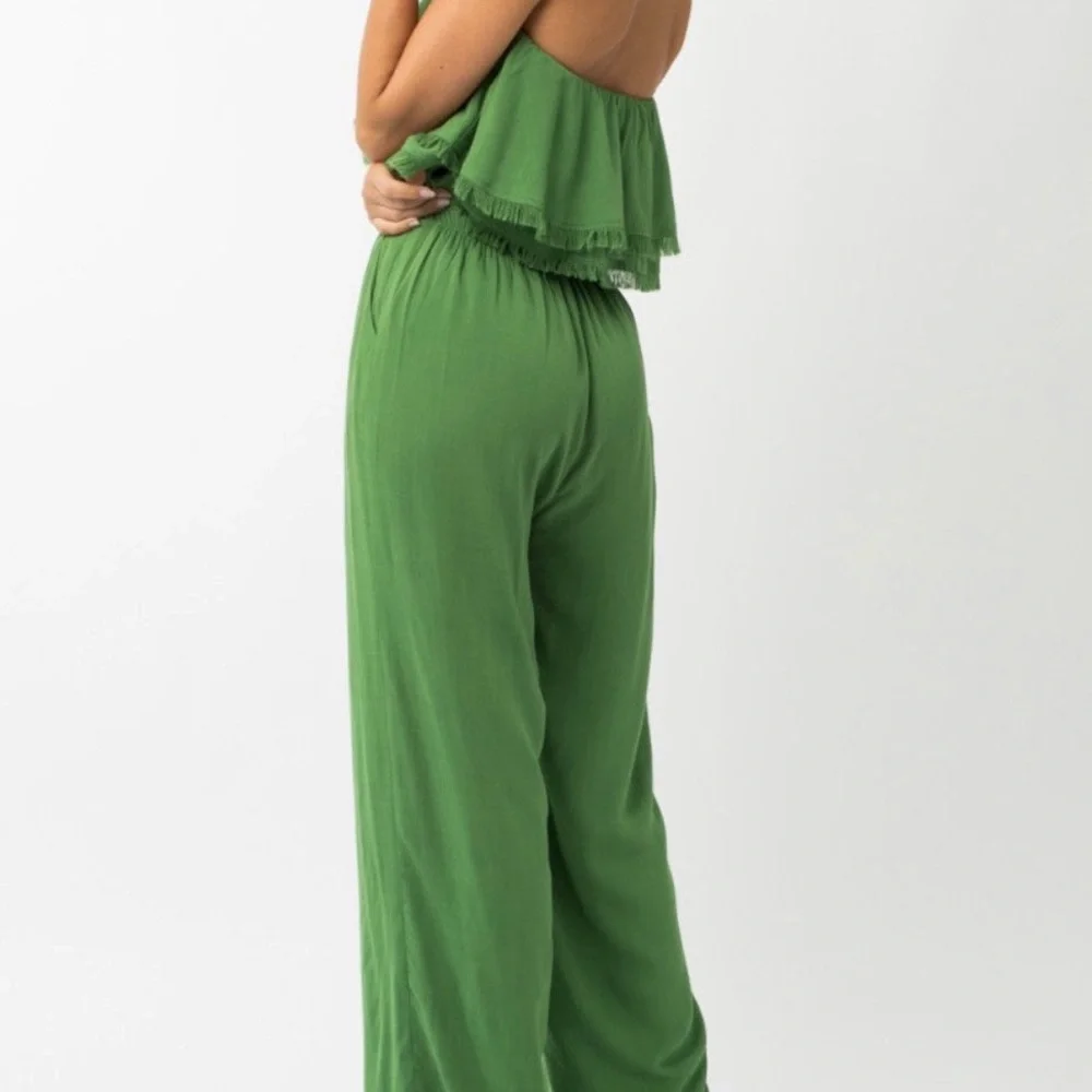 Gilli, green strapless jumpsuit. Worn once! Size L - Picture 2 of 5